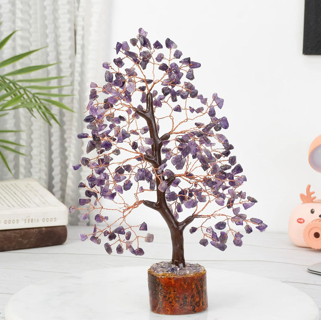 Amethyst Crystal Tree of Life Gemstone Chakra Bonsai Tree for Feng Shui Room, Office Decor Housewarming Gifts New Home, Birthday Gifts for Women, Sister & Mom Money Tree Healing Crystals, Unique Gift