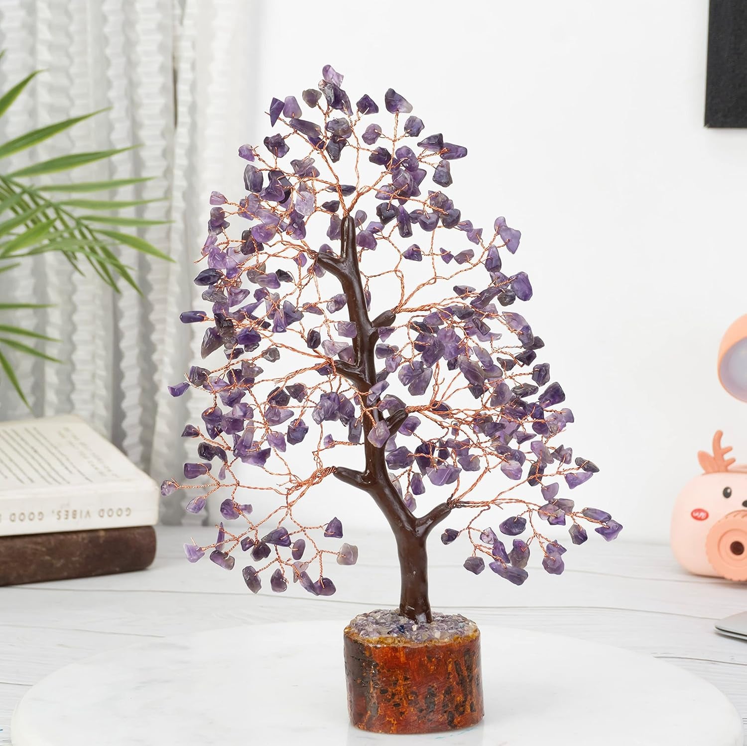 Amethyst Crystal Tree of Life Gemstone Chakra Bonsai Tree for Feng Shui Room, Office Decor Housewarming Gifts New Home, Birthday Gifts for Women, Sister & Mom Money Tree Healing Crystals, Unique Gift
