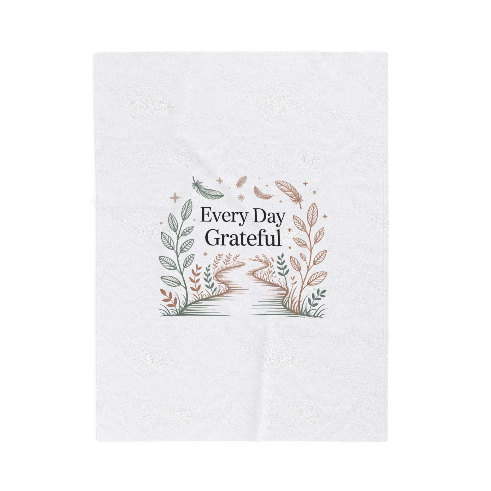 Every Day Grateful Velveteen Plush Blanket | soft neutrals, gentle spiritual