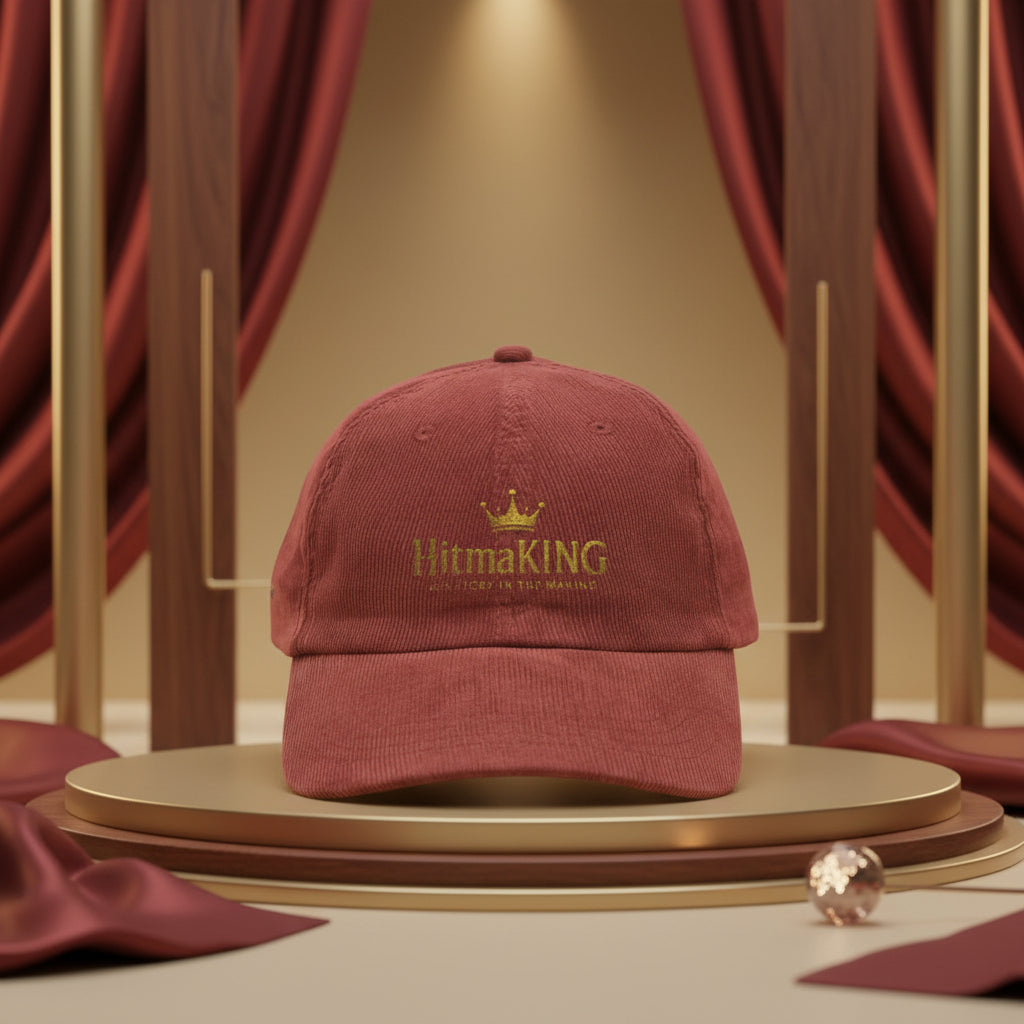 HitmaKING Corduroy Embroidered Cap — Vintage King Crown Logo