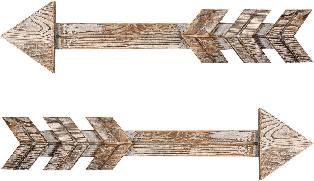 Arrow Decor, Set of 2 Arrows, Rustic Wood Arrow Sign Wall Decor - Decorative Farmhouse Home Wall Hanging Decor