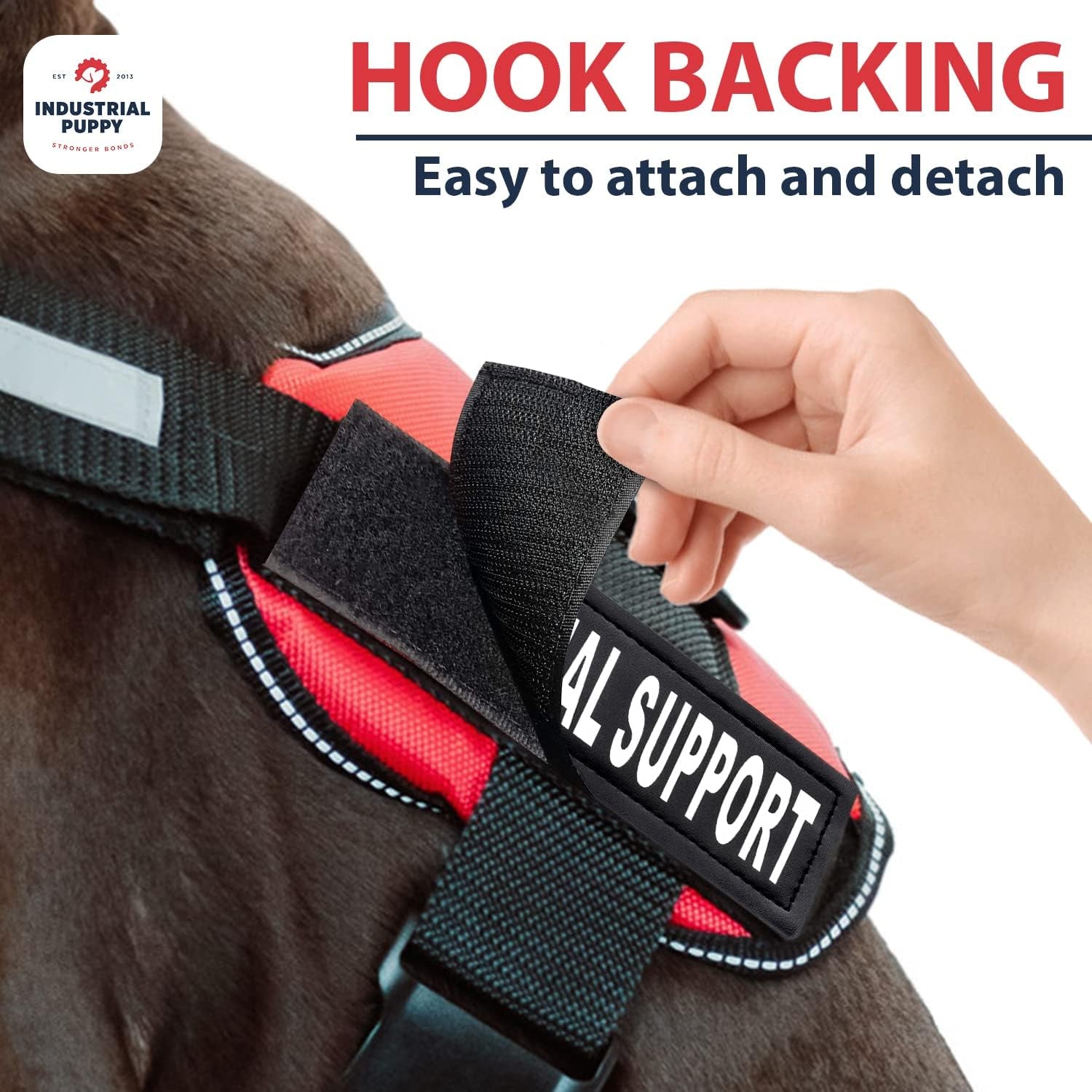 Emotional Support Dog Patch Tag with Hook Back - Reflective Lettering on ESA Patch for Vest, Harness, or Collar - Set of Two Emotional Support Dog Patches for ESA Vest