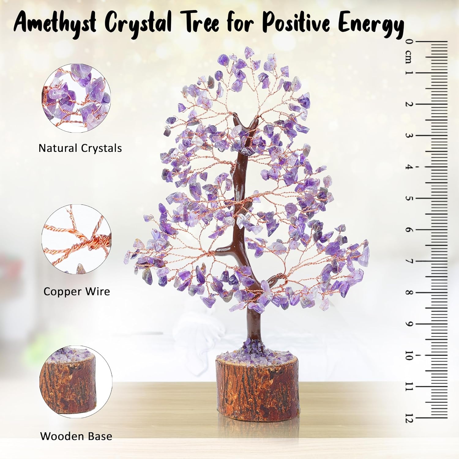 Amethyst Crystal Tree of Life Gemstone Chakra Bonsai Tree for Feng Shui Room, Office Decor Housewarming Gifts New Home, Birthday Gifts for Women, Sister & Mom Money Tree Healing Crystals, Unique Gift