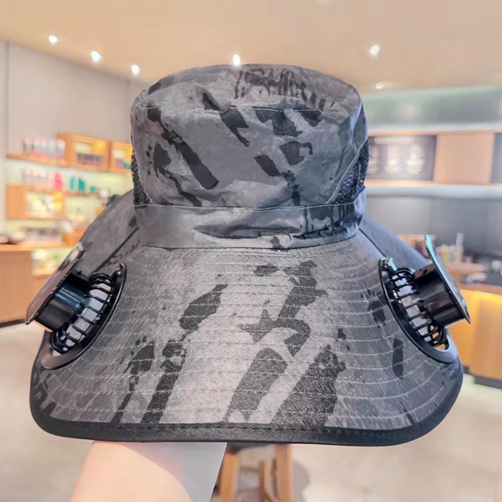 For Outdoor Camping Fishing Hiking Sunscreen Fisherman Hat Solar Fan Cap Portable Solar Charging Cap with Fan Suitable