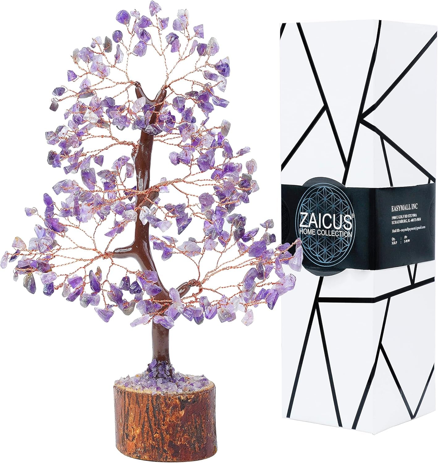 Amethyst Crystal Tree of Life Gemstone Chakra Bonsai Tree for Feng Shui Room, Office Decor Housewarming Gifts New Home, Birthday Gifts for Women, Sister & Mom Money Tree Healing Crystals, Unique Gift