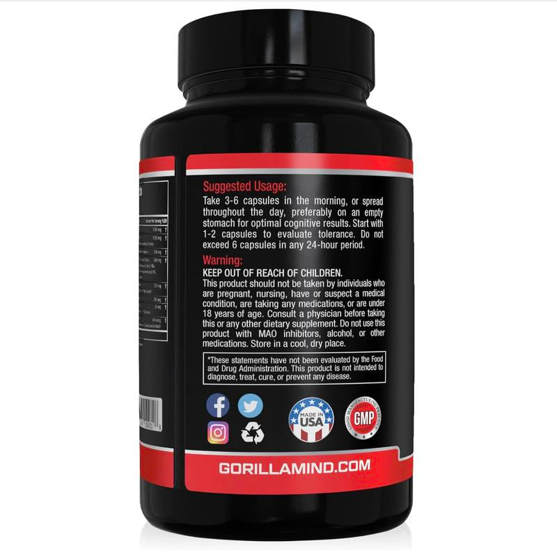 Gorilla Mind Smooth - Stim Free Nootropic Formula (30 Servings)
