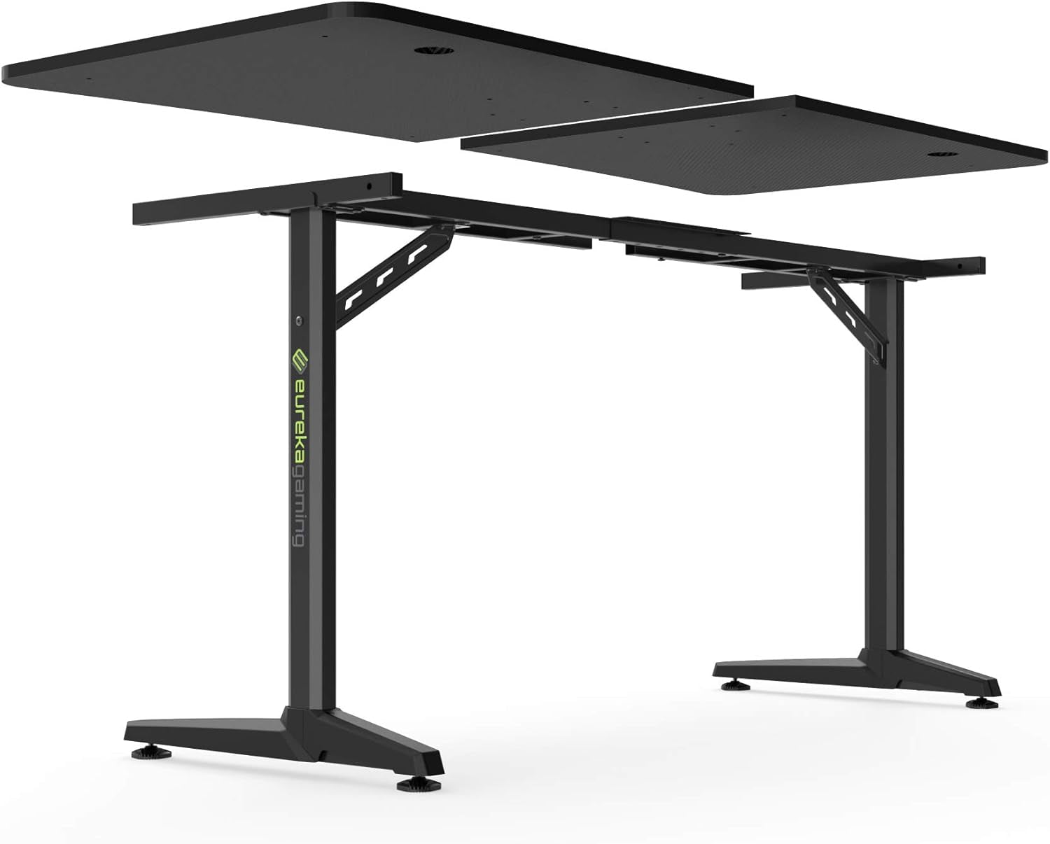 47 Inch Gaming Desk with Full Mouse Pad, Computer Gaming Desk with Cup Holder, Headphone Hook and Handle Rack with USB Charging Ports for Gamer, Black