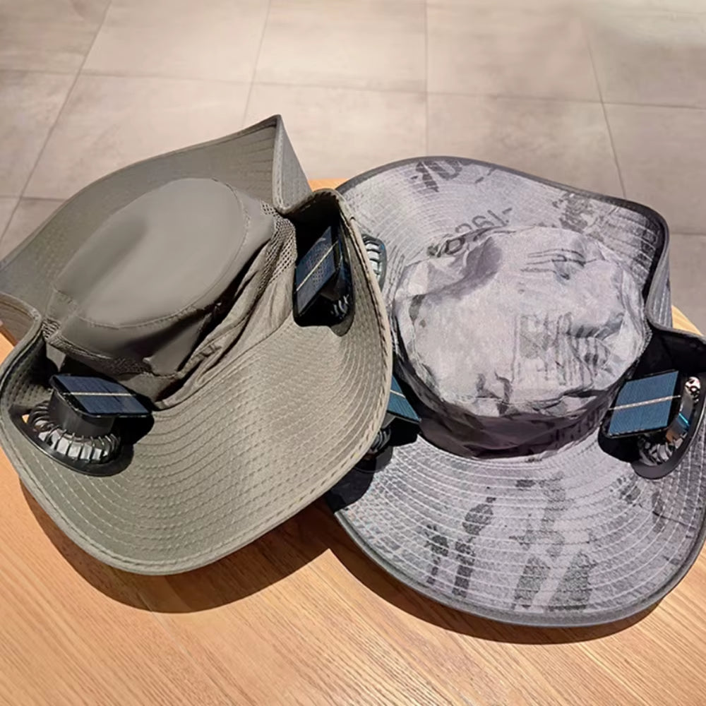 For Outdoor Camping Fishing Hiking Sunscreen Fisherman Hat Solar Fan Cap Portable Solar Charging Cap with Fan Suitable