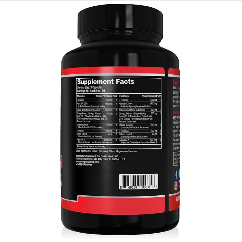 Gorilla Mind Smooth - Stim Free Nootropic Formula (30 Servings)