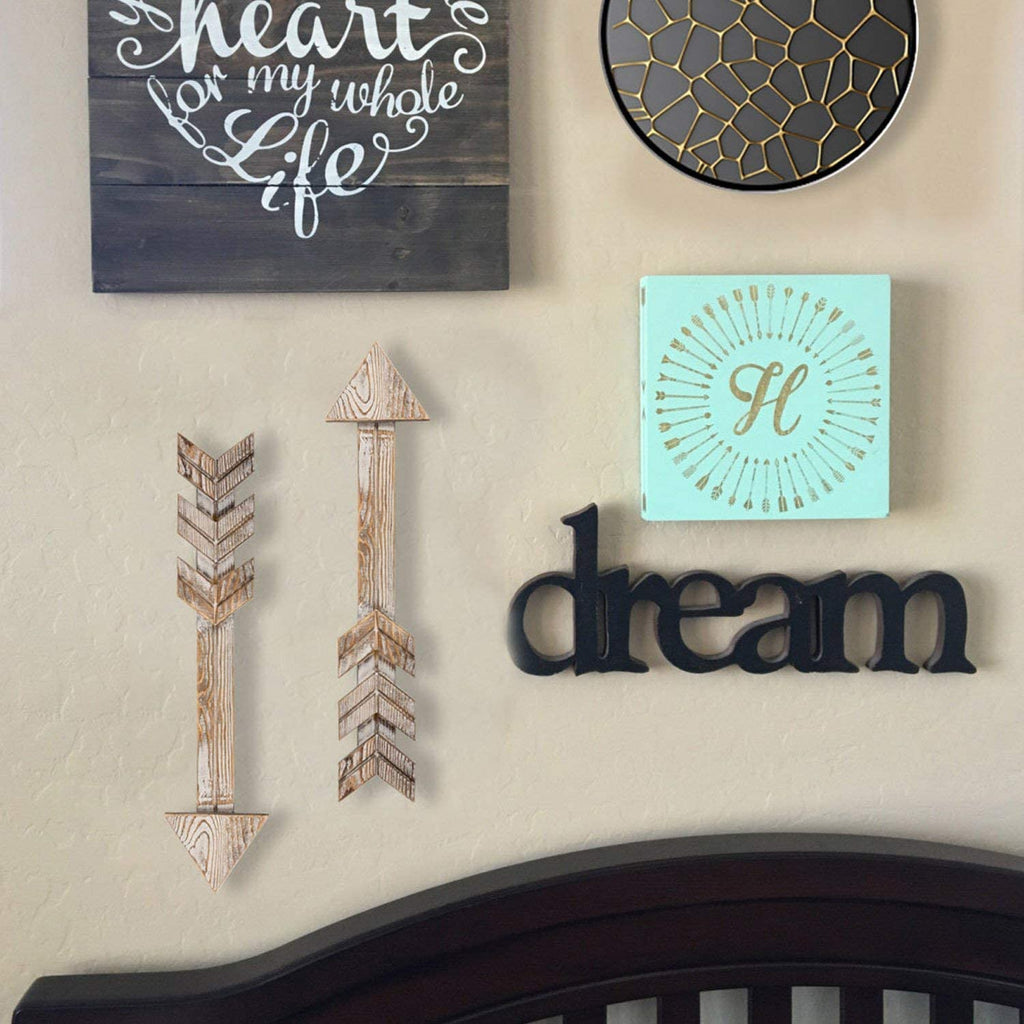 Arrow Decor, Set of 2 Arrows, Rustic Wood Arrow Sign Wall Decor - Decorative Farmhouse Home Wall Hanging Decor