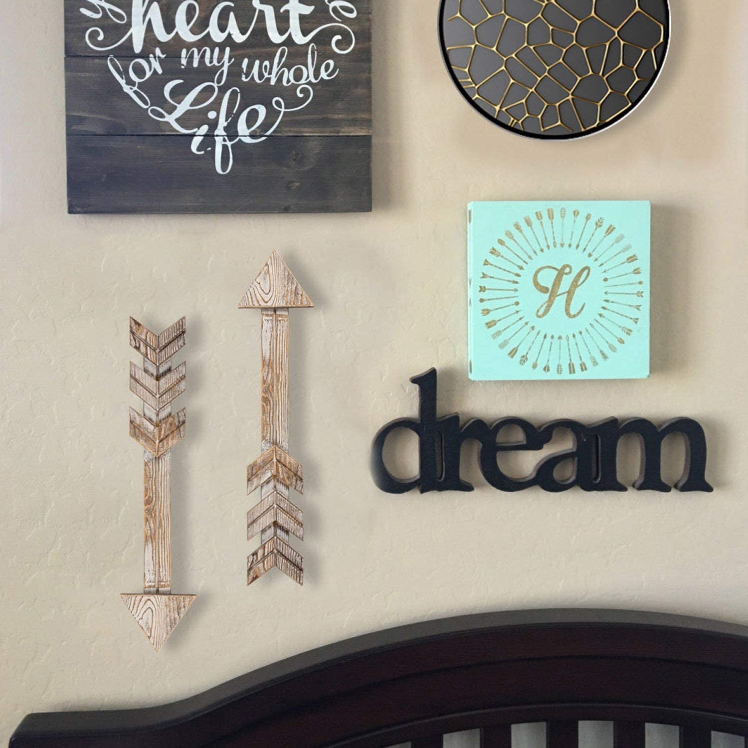 Arrow Decor, Set of 2 Arrows, Rustic Wood Arrow Sign Wall Decor - Decorative Farmhouse Home Wall Hanging Decor