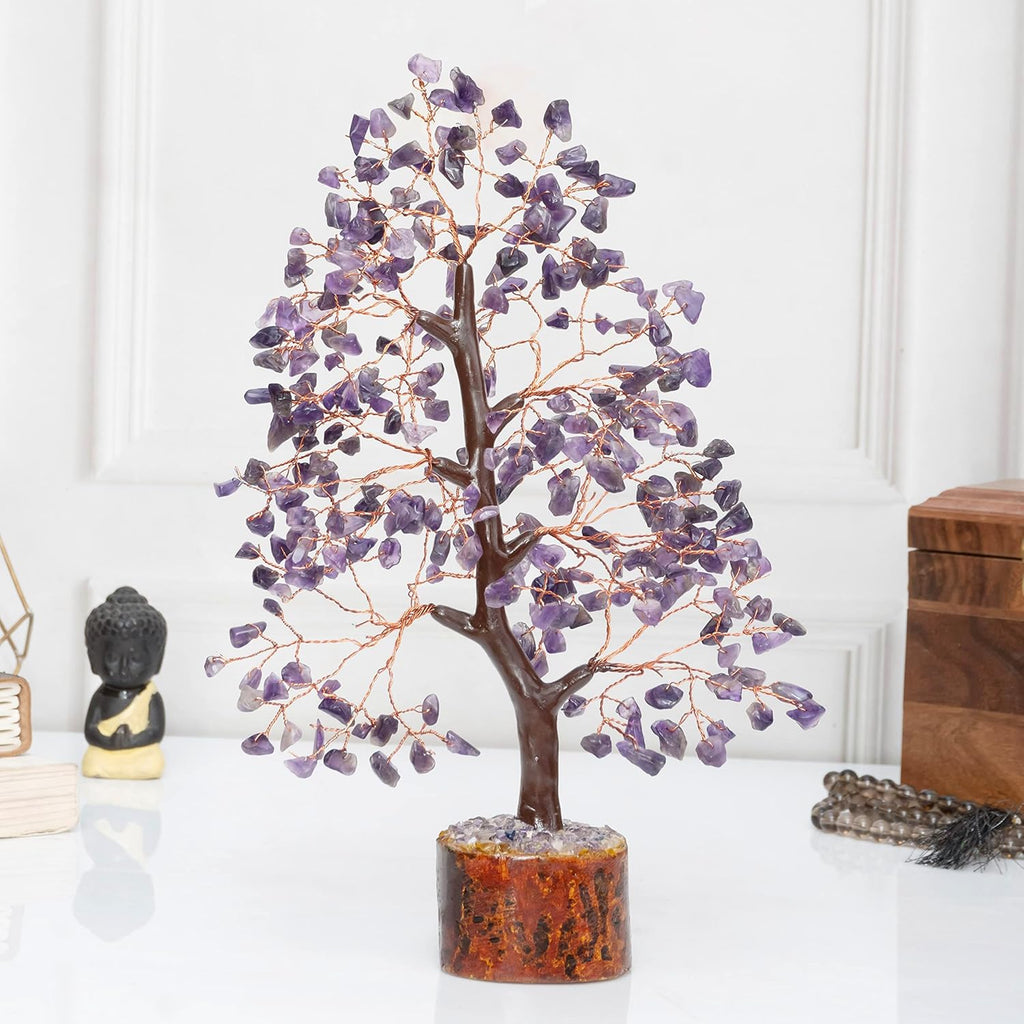 Amethyst Crystal Tree of Life Gemstone Chakra Bonsai Tree for Feng Shui Room, Office Decor Housewarming Gifts New Home, Birthday Gifts for Women, Sister & Mom Money Tree Healing Crystals, Unique Gift