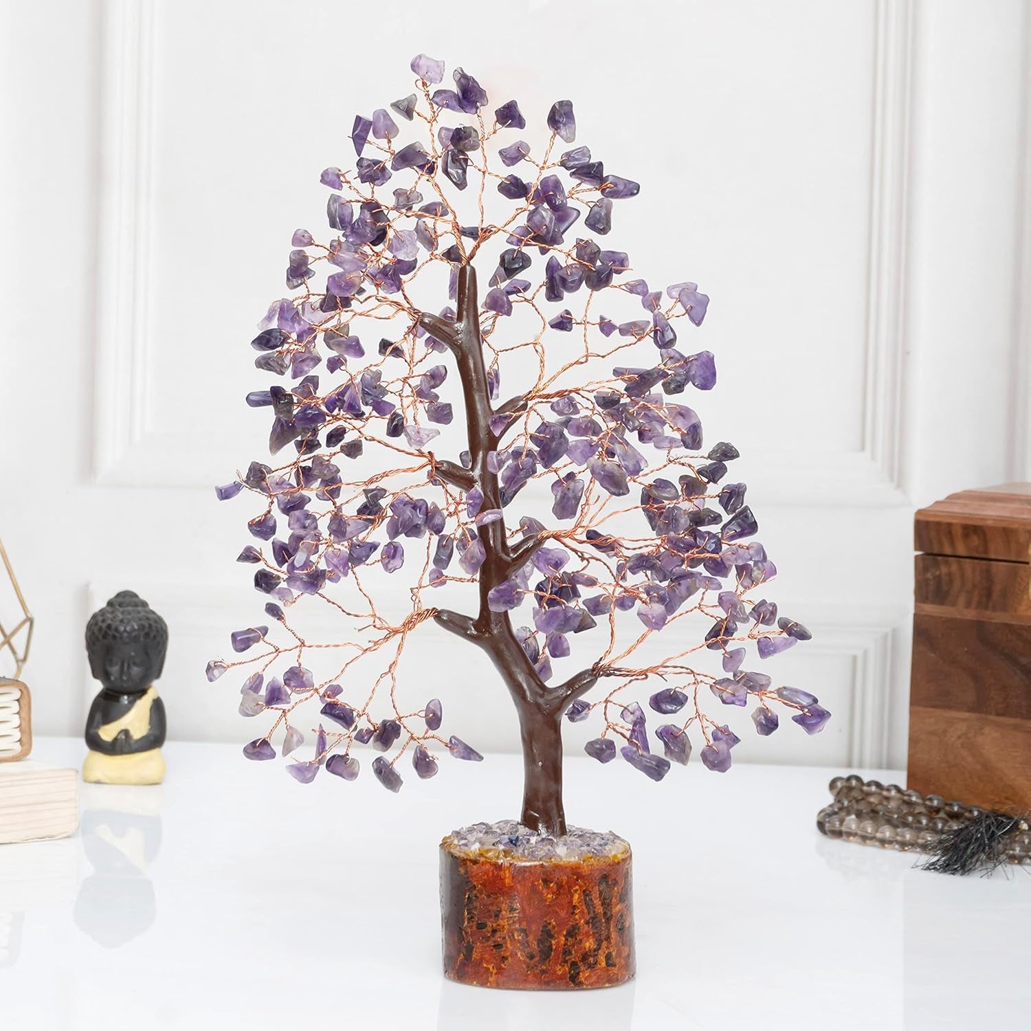 Amethyst Crystal Tree of Life Gemstone Chakra Bonsai Tree for Feng Shui Room, Office Decor Housewarming Gifts New Home, Birthday Gifts for Women, Sister & Mom Money Tree Healing Crystals, Unique Gift