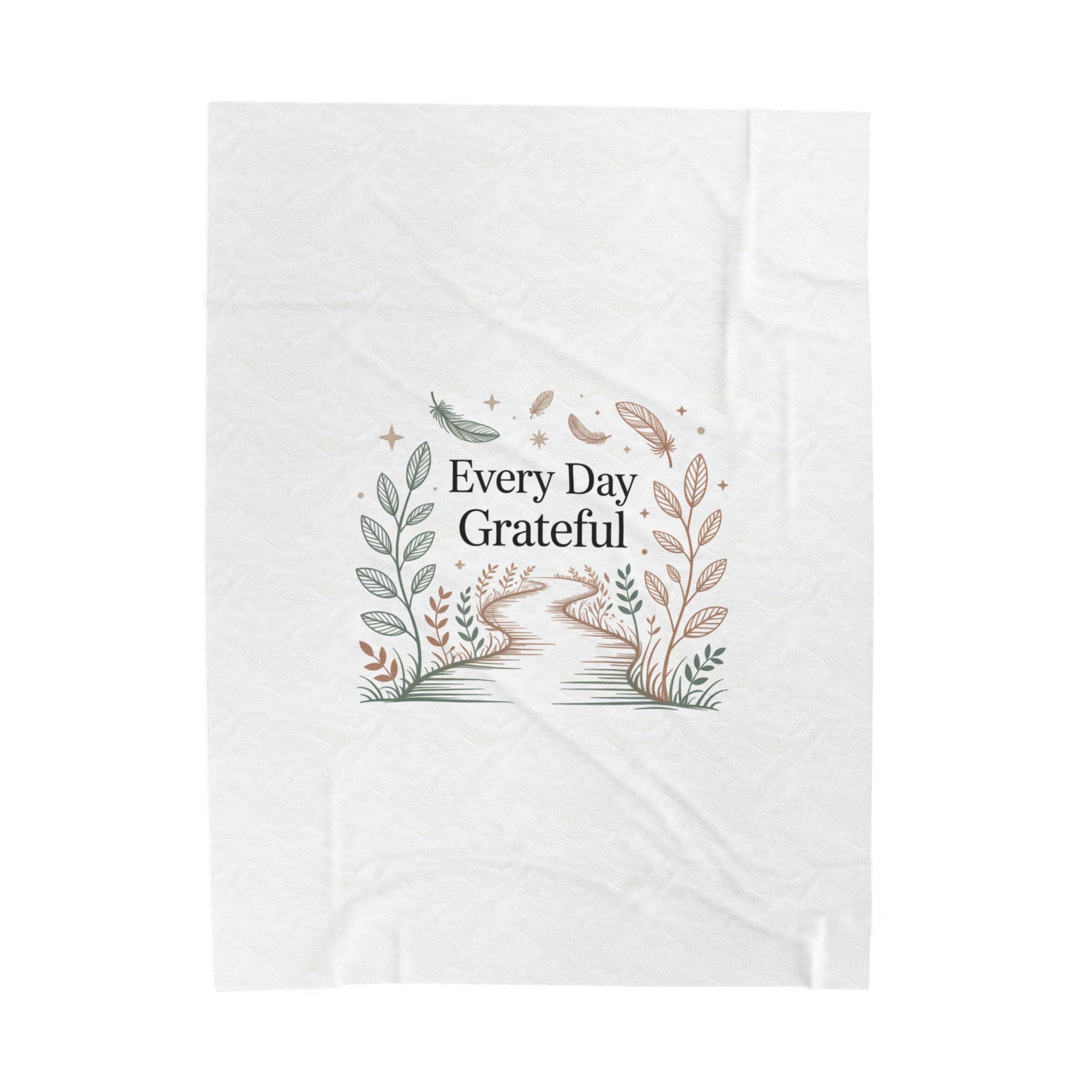 Every Day Grateful Velveteen Plush Blanket | soft neutrals, gentle spiritual