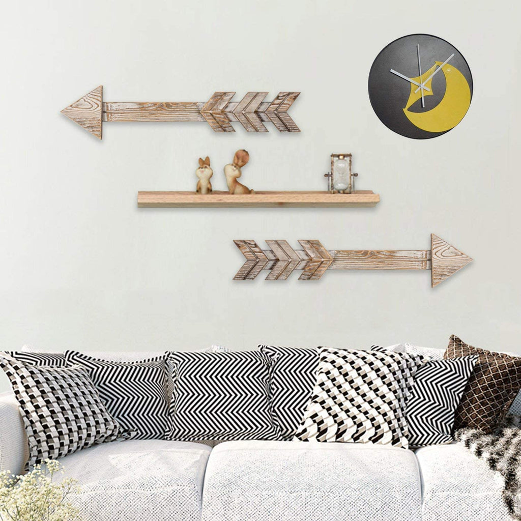 Arrow Decor, Set of 2 Arrows, Rustic Wood Arrow Sign Wall Decor - Decorative Farmhouse Home Wall Hanging Decor
