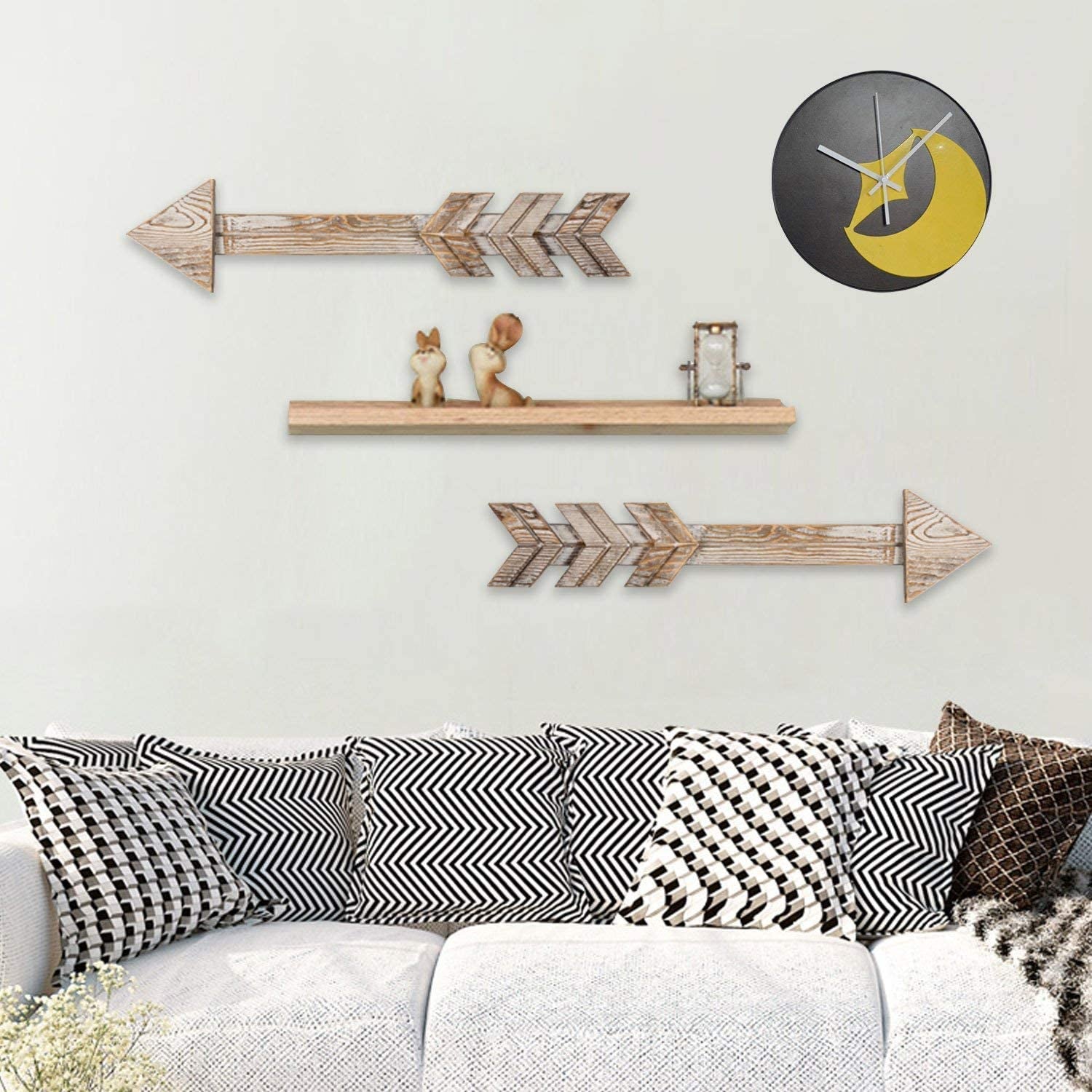 Arrow Decor, Set of 2 Arrows, Rustic Wood Arrow Sign Wall Decor - Decorative Farmhouse Home Wall Hanging Decor