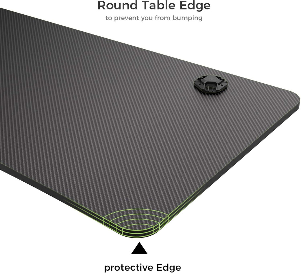 47 Inch Gaming Desk with Full Mouse Pad, Computer Gaming Desk with Cup Holder, Headphone Hook and Handle Rack with USB Charging Ports for Gamer, Black