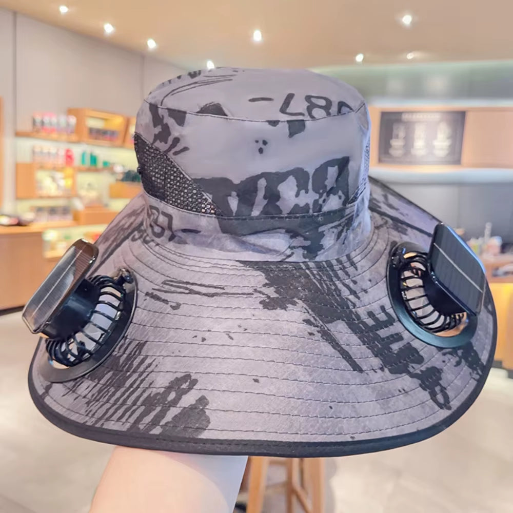 For Outdoor Camping Fishing Hiking Sunscreen Fisherman Hat Solar Fan Cap Portable Solar Charging Cap with Fan Suitable