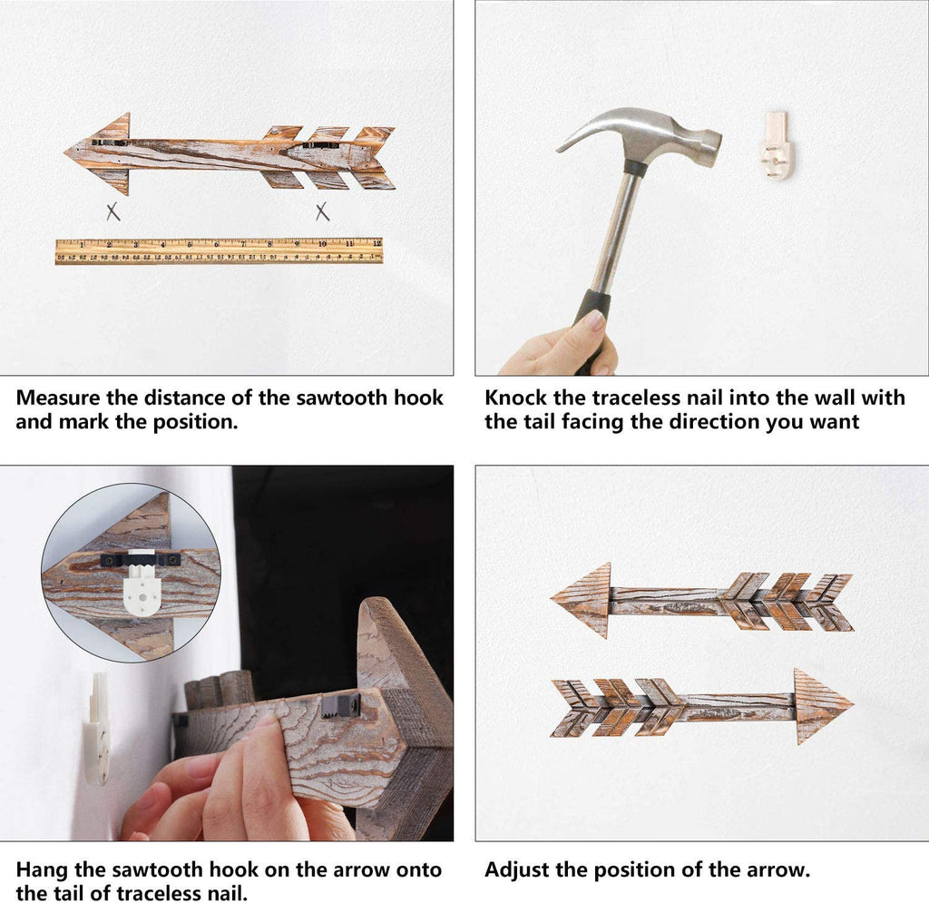 Arrow Decor, Set of 2 Arrows, Rustic Wood Arrow Sign Wall Decor - Decorative Farmhouse Home Wall Hanging Decor