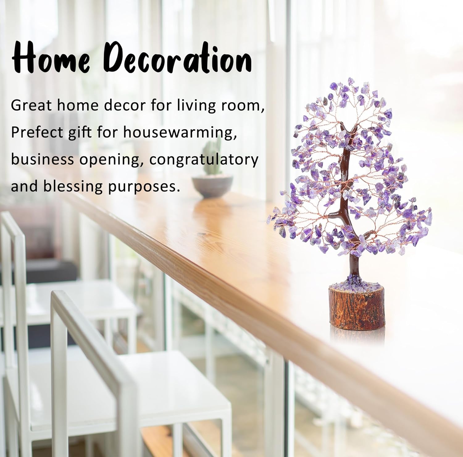 Amethyst Crystal Tree of Life Gemstone Chakra Bonsai Tree for Feng Shui Room, Office Decor Housewarming Gifts New Home, Birthday Gifts for Women, Sister & Mom Money Tree Healing Crystals, Unique Gift