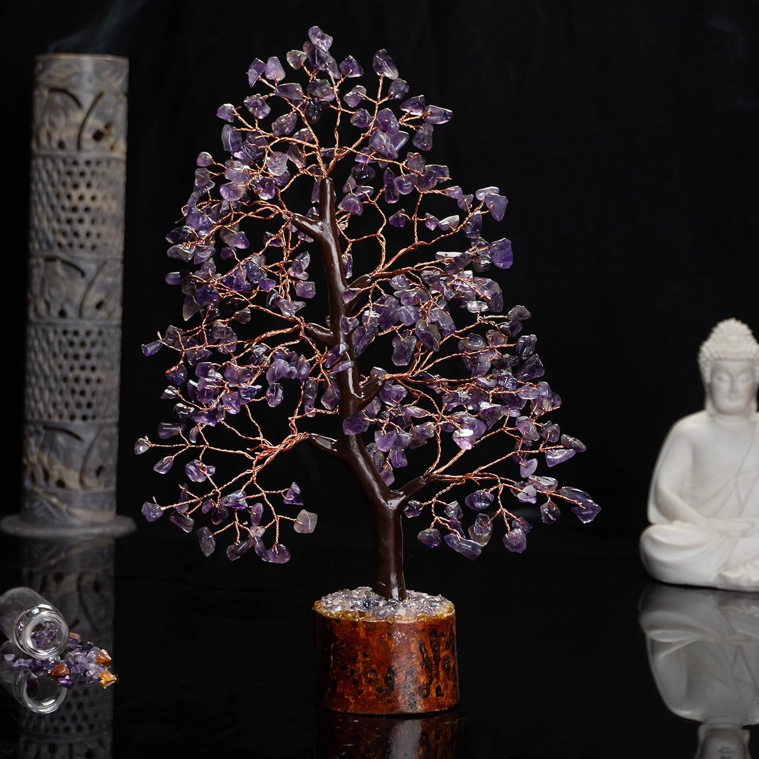 Amethyst Crystal Tree of Life Gemstone Chakra Bonsai Tree for Feng Shui Room, Office Decor Housewarming Gifts New Home, Birthday Gifts for Women, Sister & Mom Money Tree Healing Crystals, Unique Gift