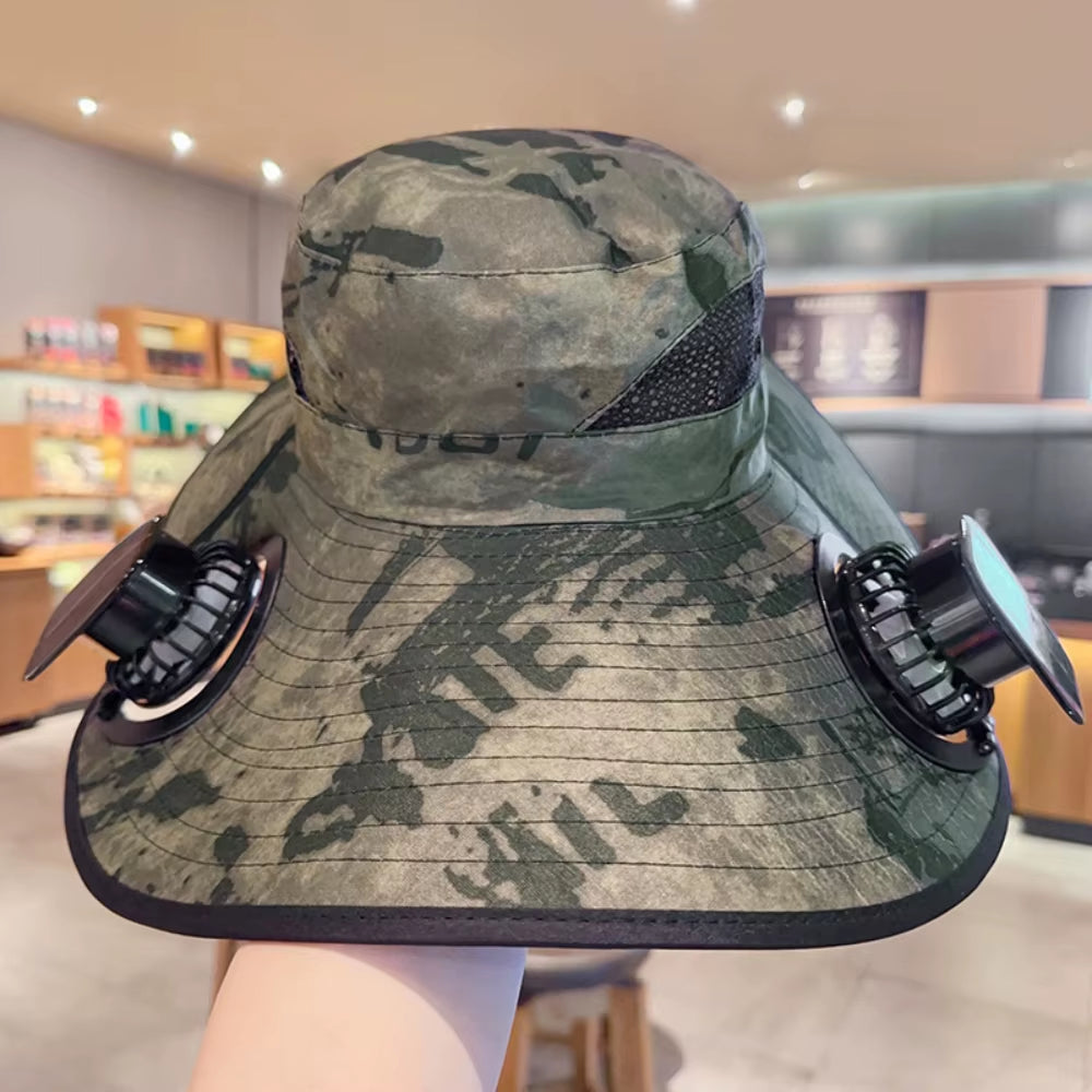 For Outdoor Camping Fishing Hiking Sunscreen Fisherman Hat Solar Fan Cap Portable Solar Charging Cap with Fan Suitable