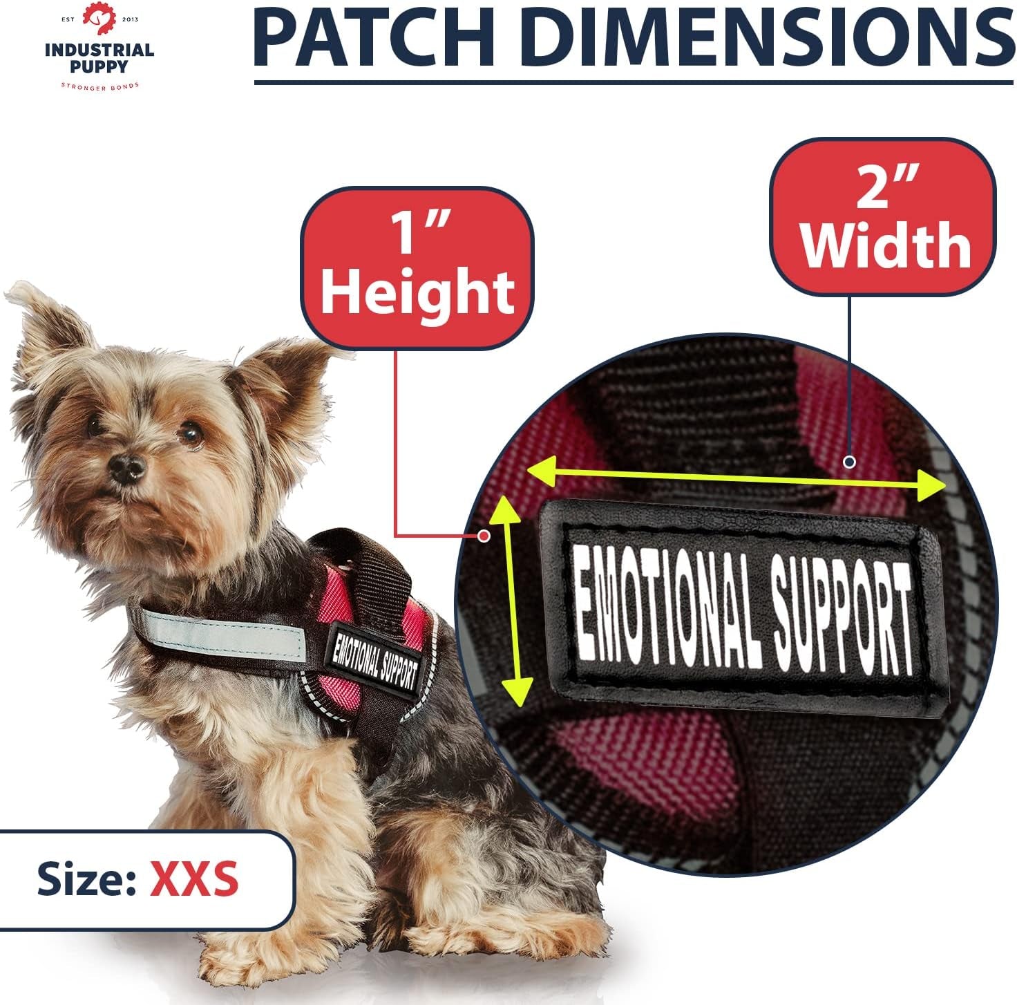 Emotional Support Dog Patch Tag with Hook Back - Reflective Lettering on ESA Patch for Vest, Harness, or Collar - Set of Two Emotional Support Dog Patches for ESA Vest