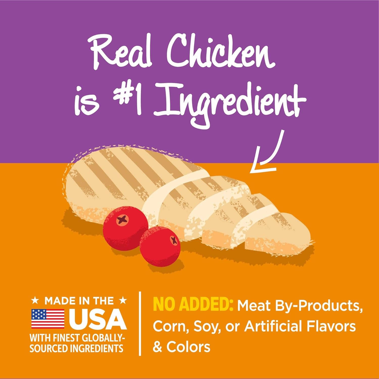 Kittles Crunchy Natural Grain-Free Cat Treats, Chicken & Cranberry, 2-Ounce Bag